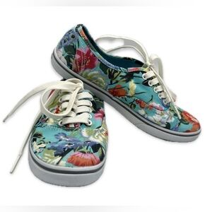 Vans “Off the Wall” Low-Top Floral Canvas Sneakers + White Laces US Women 7 GUC